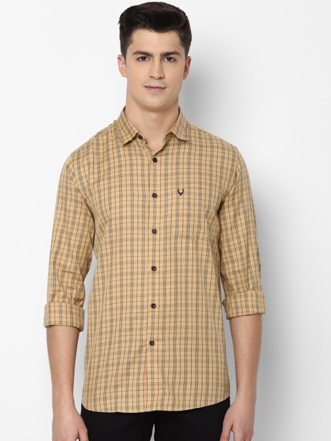 

Allen Solly Men Beige & Black Checked Cotton Slim Fit Shirt
