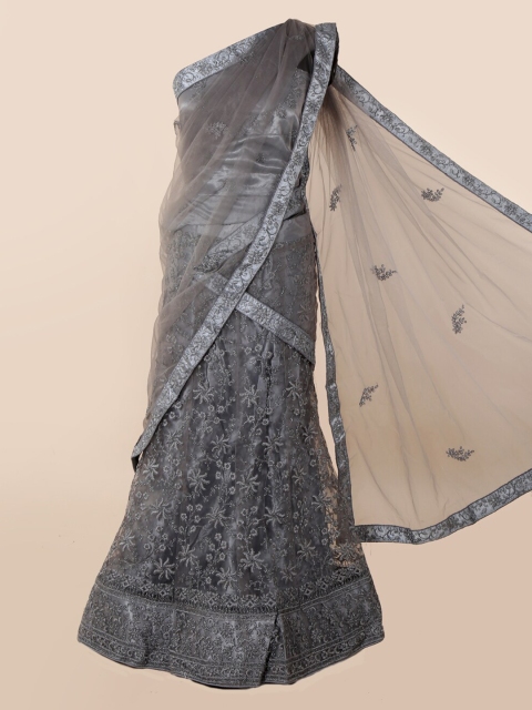 

Pothys Grey Embellished Net Saree