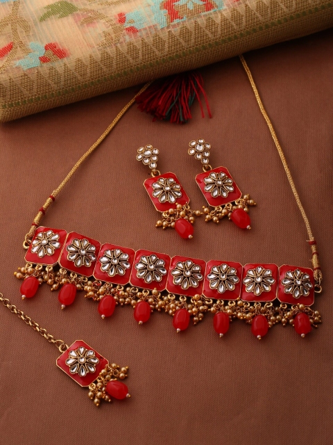 

Shoshaa Pink Gold-Plated Handcrafted Jewellery Set, Red