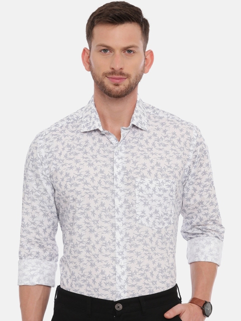 

CROYDON Men White Regular Fit Printed Cotton Formal Shirt