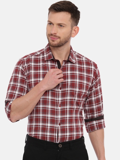 

CROYDON Men Red & White Regular Fit Checked Cotton Formal Shirt