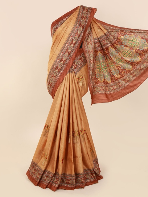 

Pothys Beige Printed Jute Cotton Saree