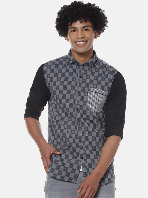 

Campus Sutra Men Grey Regular Fit Chequered Casual Shirt