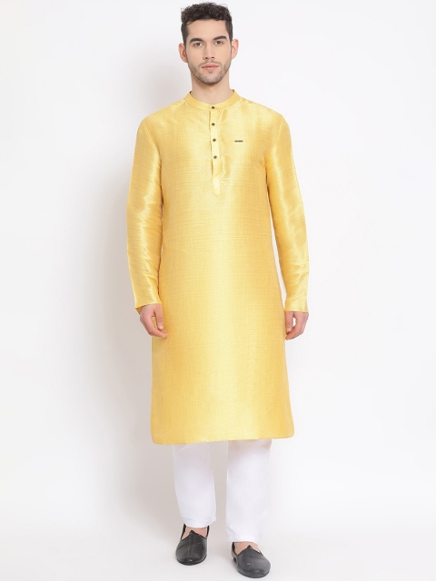 

DEVOILER Men Gold-Toned Solid Straight Kurta