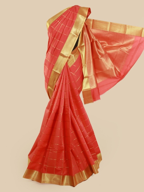

Pothys Red Checked Art Silk Saree