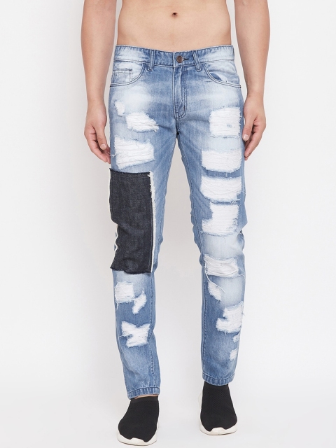 

FUGAZEE Men Blue Straight Fit Mid-Rise Highly Distressed Cotton Jeans