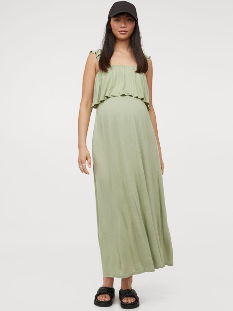 

H&M MAMA Women Green Long Jersey Dress