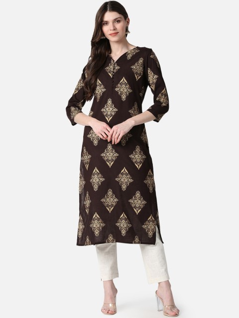 

AHIKA Women Brown Ethnic Motifs Printed Kurta
