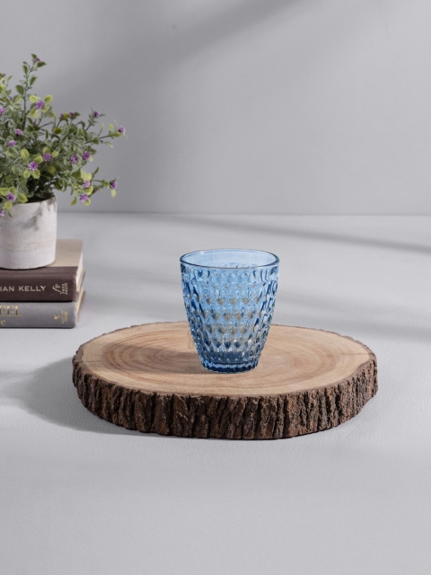 

Pure Home and Living Set Of 6 Blue Bubble Glass Tumbler