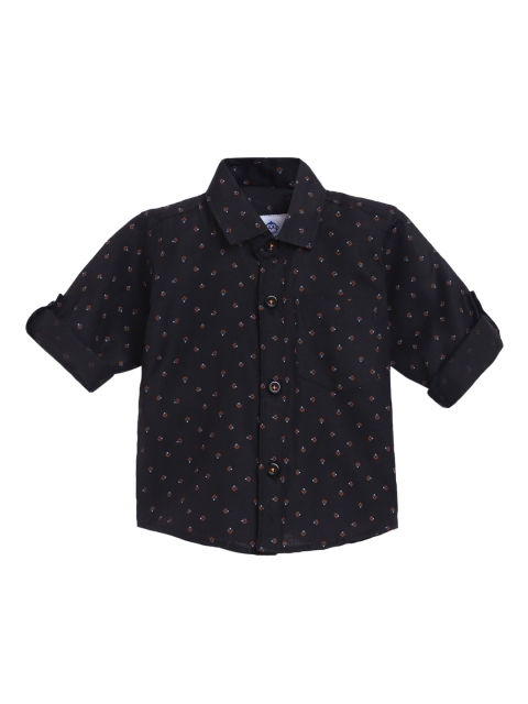 

Kidling Boys Black Regular Fit Printed Casual Shirt