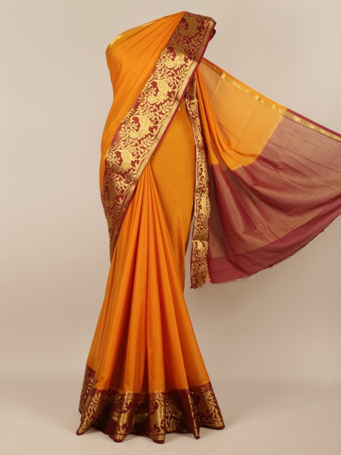 

Pothys Orange & Brown Poly Georgette Solid Saree