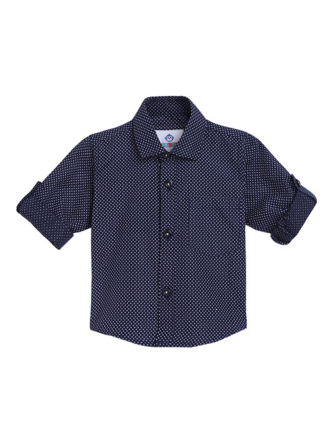 

Kidling Boys Navy Blue & White Regular Fit Printed Casual Shirt