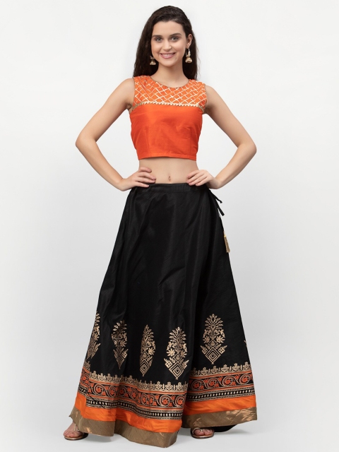 

studio rasa Black & Orange Ready to Wear Lehenga with Blouse