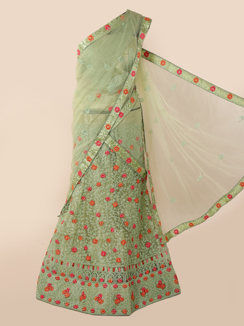 

Pothys Green Embroidered Net Saree