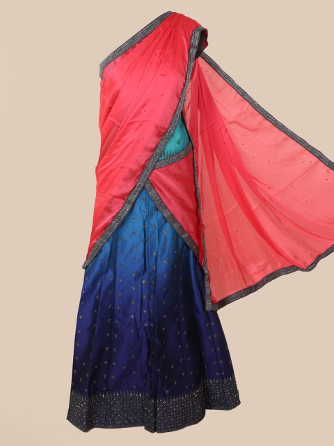 

Pothys Blue & Pink Poly Chiffon Embellished Saree