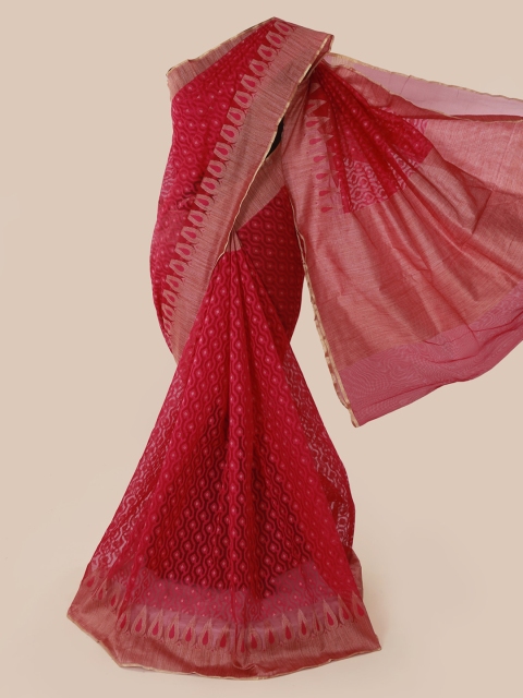 

Pothys Red Woven Design Supernet Saree