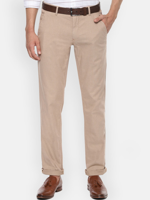 

Louis Philippe Sport Men Beige Slim Fit Self Design Regular Trousers