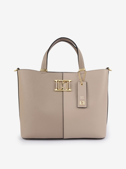 

LYN Beige Textured Handheld Bag