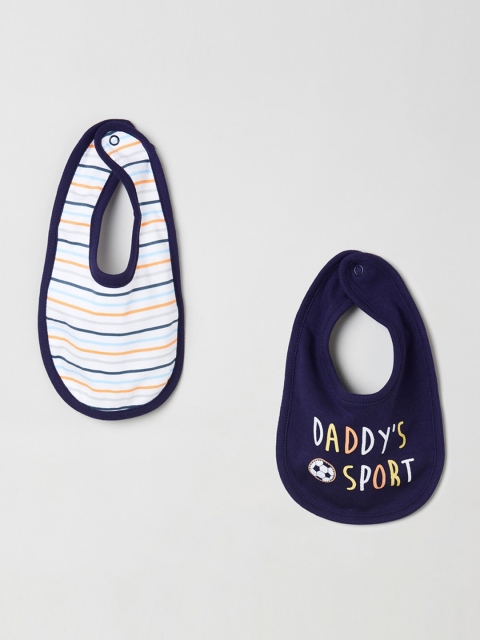 

max Infant Boys Pack Of 2 Pure Cotton Bibs, Navy blue
