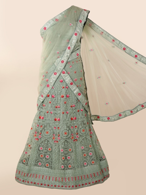 

Pothys Green Embroidered Net Saree