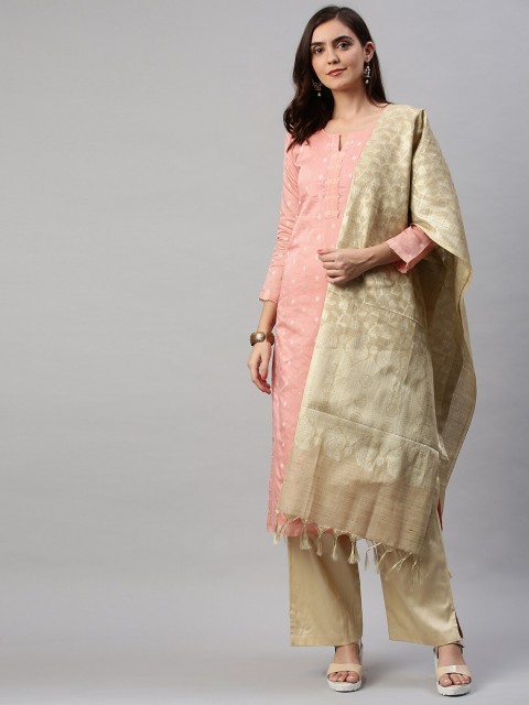 

Soch Coral & Beige Woven Design Unstitched Dress Material