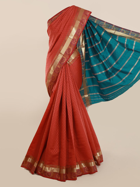 

Pothys Rust Red Woven Design Art Silk Saree