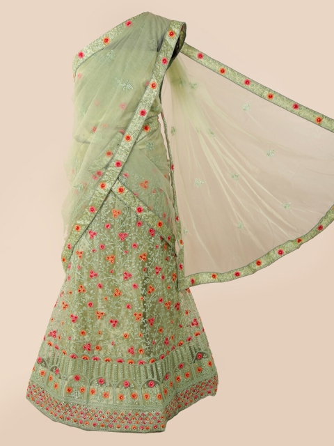 

Pothys Green Embroidered Net Saree