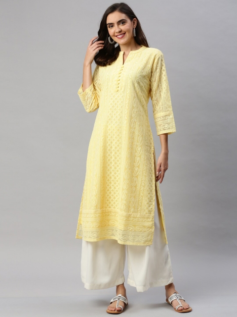 

Soch Women Yellow Ethnic Motifs Embroidered Kurta