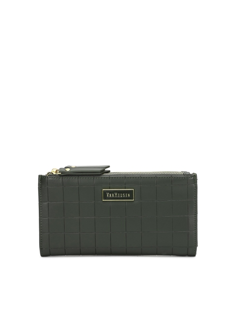 

Van Heusen Olive Green Textured Two Fold Wallet