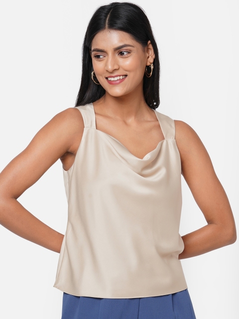 

20Dresses Beige Satin Regular Top