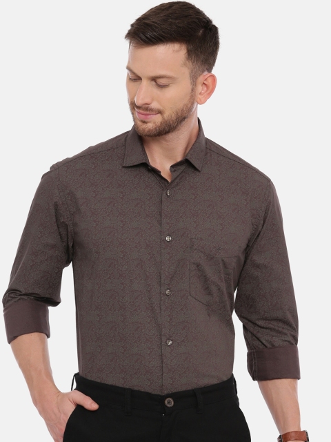 

CROYDON Men Brown Regular Fit Printed Cotton Formal Shirt