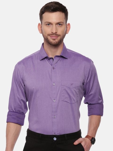 

CROYDON Men Lavender Regular Fit Solid Cotton Formal Shirt