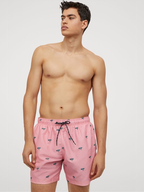 

H&M Men Pink Patterned Swim Shorts
