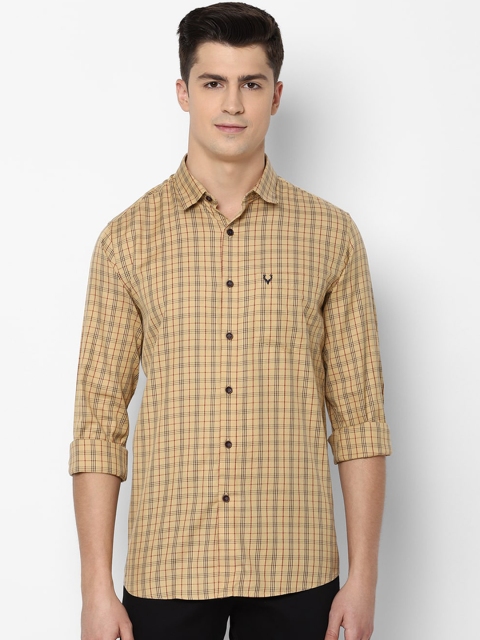 

Allen Solly Men Beige & Black Checked Cotton Slim Fit Casual Shirt
