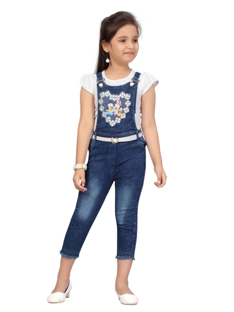 

Aarika Girls White & Blue Mickey & Minnie Printed Top with Trousers