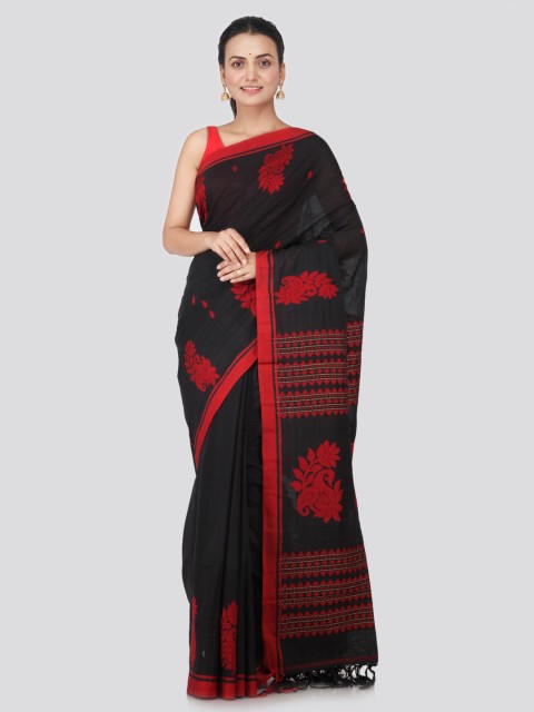 

PinkLoom Black Pure Cotton Woven Design Handloom Saree