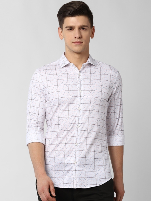 

Peter England Men White & Blue Slim Fit Checked Casual Shirt