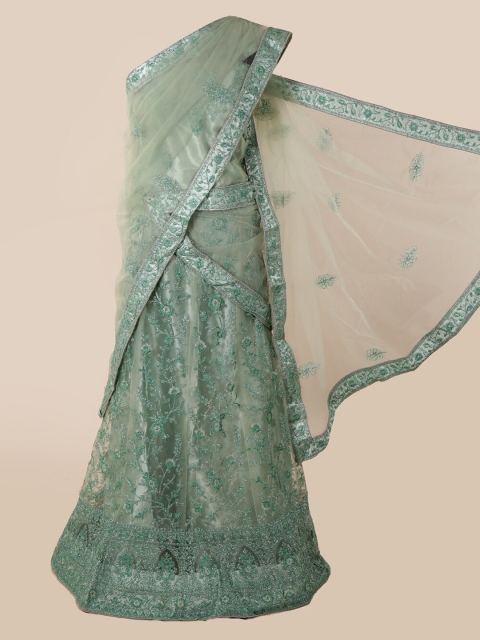 

Pothys Green Embroidered Net Traditional Half Saree