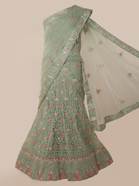 

Pothys Green Embroidered Net Saree