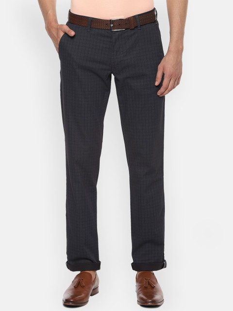 

Louis Philippe Sport Men Charcoal Grey Slim Fit Checked Regular Trousers