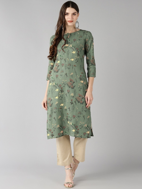

AHIKA Women Green Floral Printed Kurta