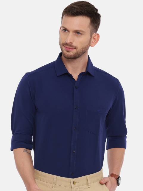 

CROYDON Men Navy Blue Regular Fit Solid Cotton Formal Shirt