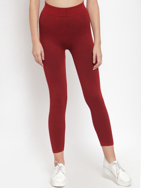 

Global Republic Women Maroon Solid Ankle-Length Leggings
