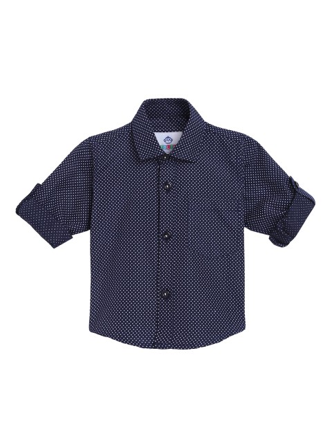 

Kidling Boys Navy Blue & White Regular Fit Printed Casual Shirt