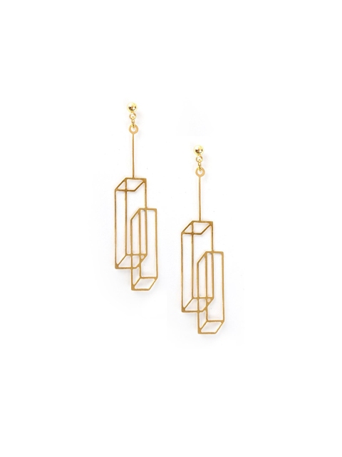 

Foxy Sperks Gold-Toned Geometric Handcrafted Drop Earrings