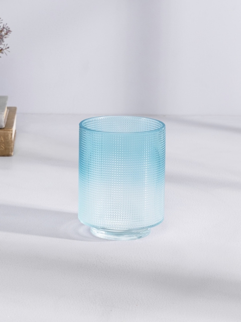 

Pure Home and Living Blue & Transparent Ombre Pattern Small Glass Vase