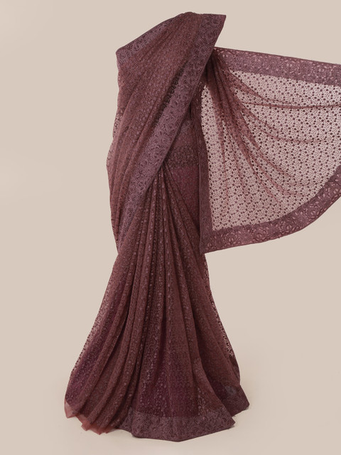 

Pothys Brown Embroidered Supernet Saree