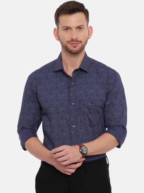 

CROYDON Men Navy Blue Regular Fit Printed Cotton Formal Shirt
