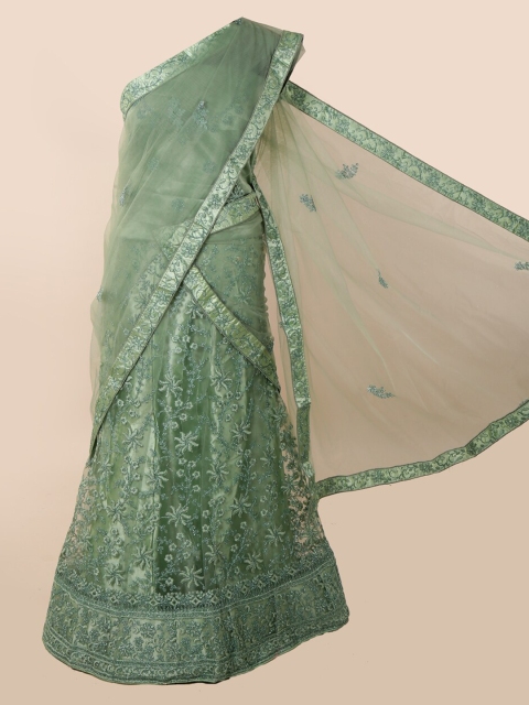 

Pothys Green Embroidered Net Saree
