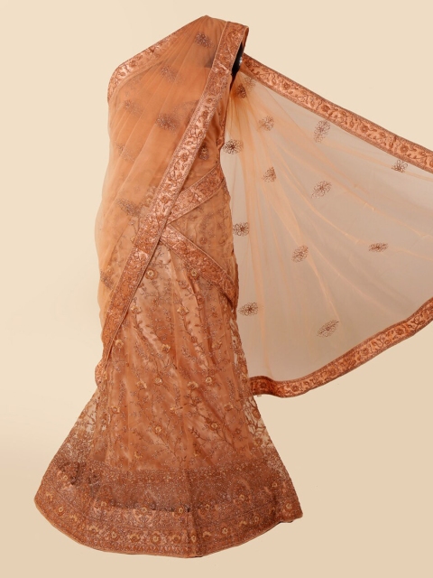 

Pothys Peach-Coloured Embellished Net Saree